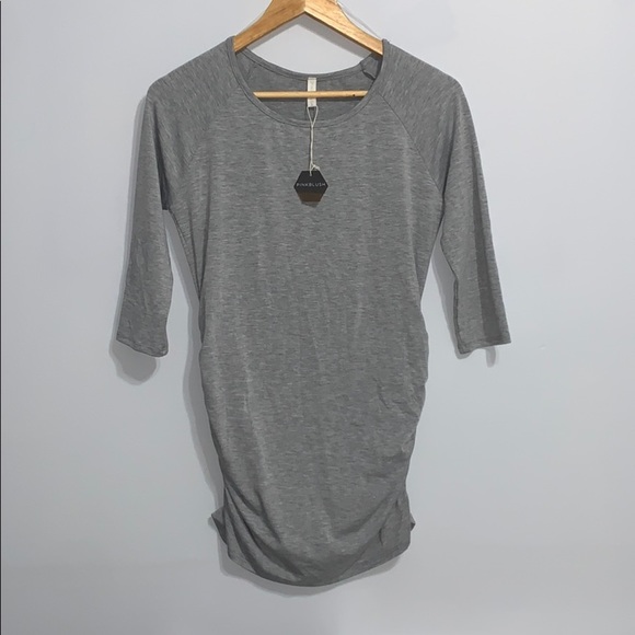 Pink Blush Maternity Ruched Gray Stretchy Top NWT Medium​ - Picture 4 of 9